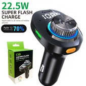 USB 22,5 W szupergyors töltő FM adó Bluetooth kihangosító autórádió modulátor MP3 lejátszó adapter autós FM modulátorhoz