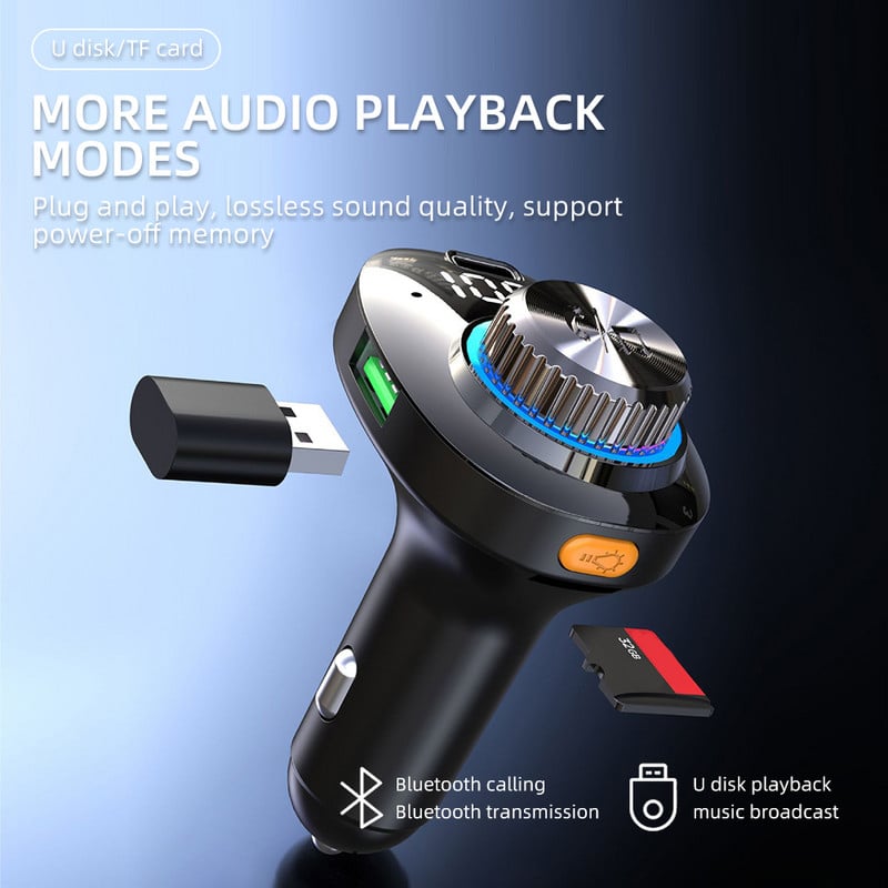 USB 22,5 W szupergyors töltő FM adó Bluetooth kihangosító autórádió modulátor MP3 lejátszó adapter autós FM modulátorhoz