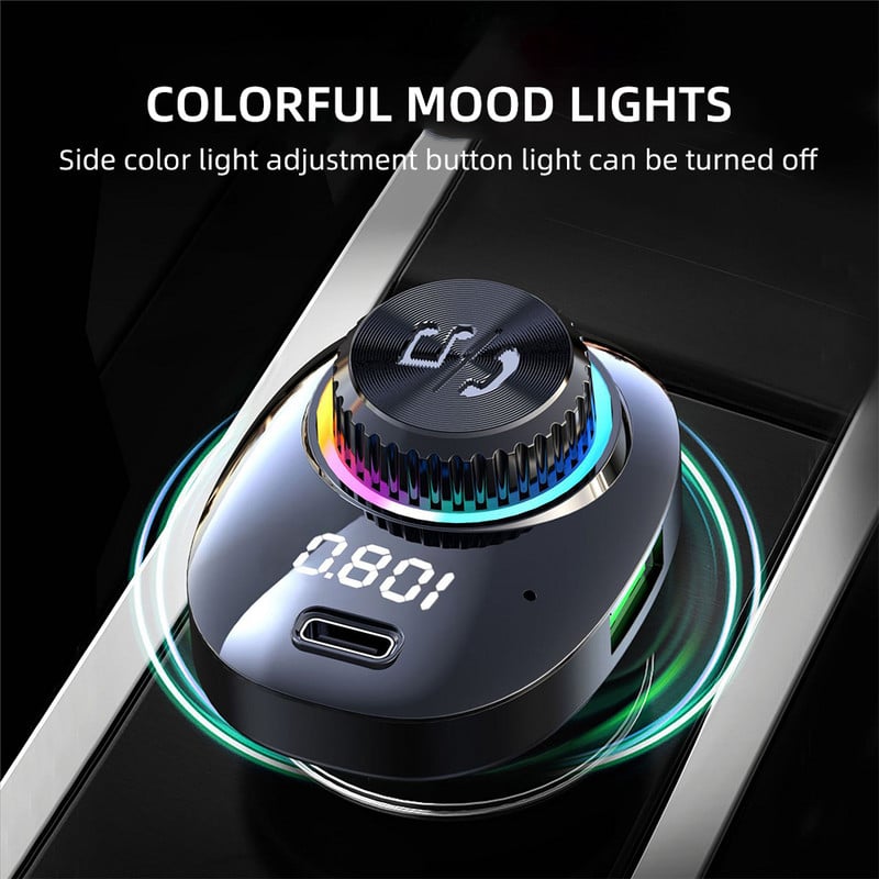 USB 22,5 W szupergyors töltő FM adó Bluetooth kihangosító autórádió modulátor MP3 lejátszó adapter autós FM modulátorhoz