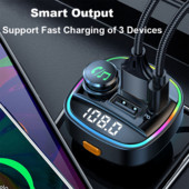 Transmițător FM Bluetooth 5.0 22,5 W USB Adaptor de încărcare super rapidă Set auto Bluetooth Mâini libere Modulator radio MP3 Player pentru mașină