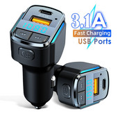 Transmițător FM Bluetooth 5.0 Unitate flash USB pentru mașină Player Mp3 tip C Usb 3.1A Încărcare rapidă pentru telefon Încărcător Mâini libere pentru mașină