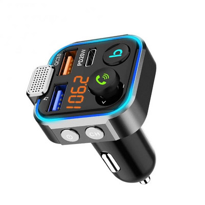 Transmițător FM Bluetooth 5.0 pentru mașină QC3.0 PD20W Încărcător rapid Microfon mare USB Redare muzică cu o singură tastă Bas Mp3 Player Auto Electroni