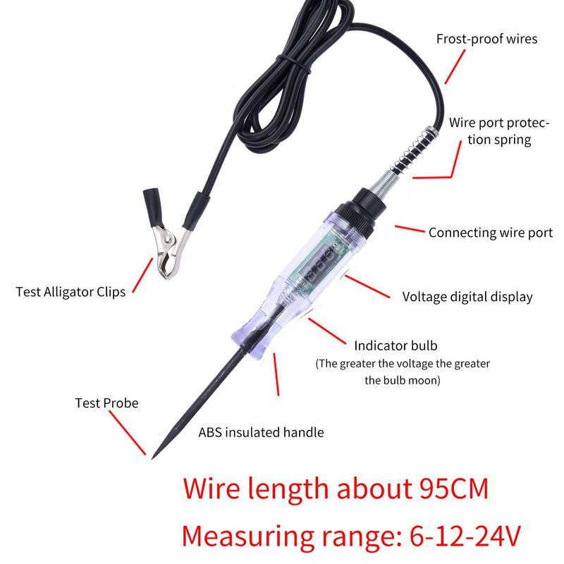3–48 V DC automobilių sunkvežimių įtampos grandinės testeris Skaitmeninis ekranas, ilgas zondas, rašiklis, lemputė Automobilių diagnostikos įrankiai Auto remontas