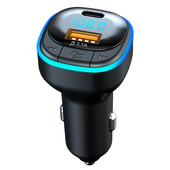 Încărcător auto Bluetooth 5.0 Încărcare rapidă USB tip C Încărcător telefon auto Transmițător FM Mâini libere Brichetă MP3 Music Player