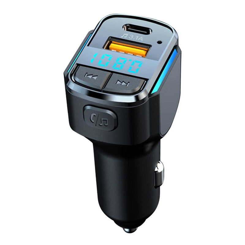 Încărcător auto Bluetooth 5.0 Încărcare rapidă USB tip C Încărcător telefon auto Transmițător FM Mâini libere Brichetă MP3 Music Player