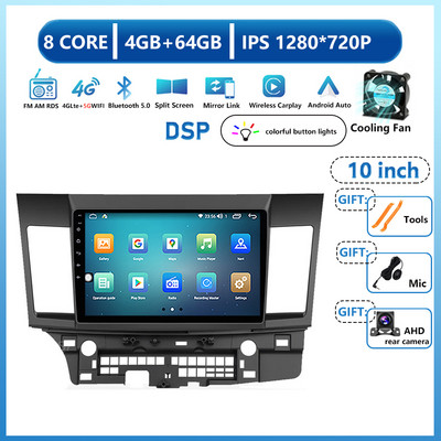 Radio auto pentru Mitsubishi Lancer 10 CY 2007 - 2017 Android 13 Player video multimedia WIFI 4G Navigație GPS Carplay DSP Auto BT