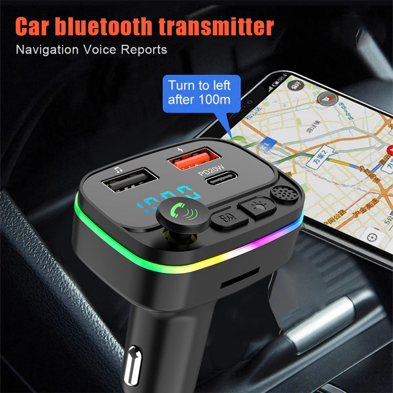 Automobilski brzi punjač MP3 svirač glazbe Navigacija Handsfree Audio prijemnik TF/U disk Bežični Bluetooth kompatibilan 5.0 FM odašiljač