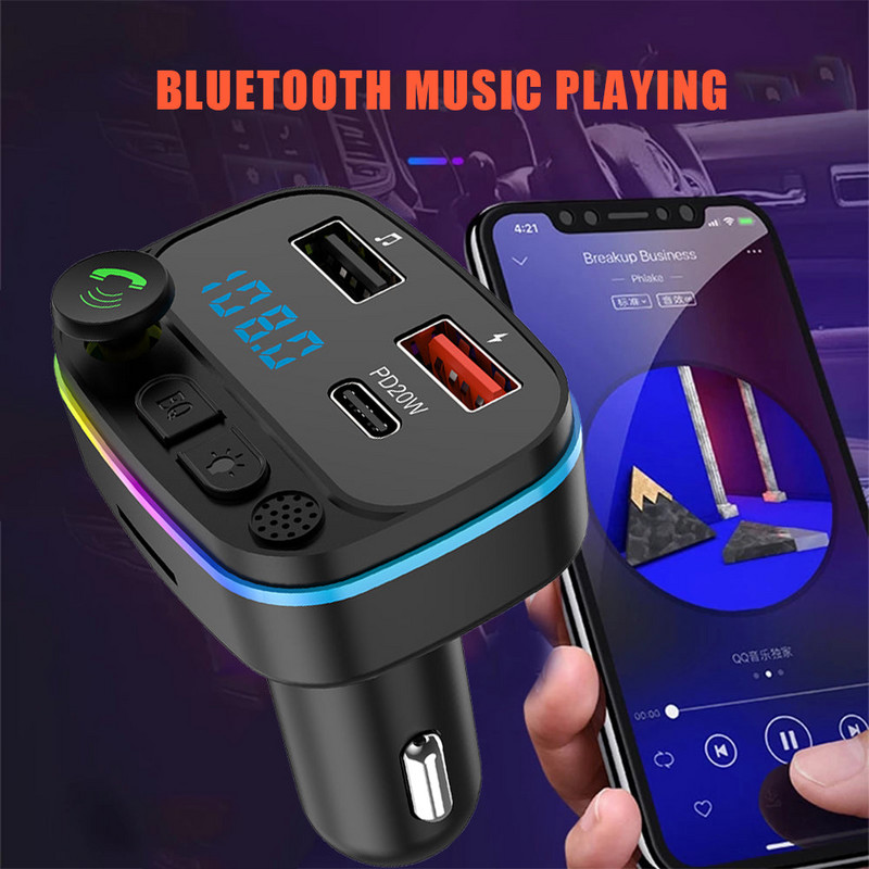 Automobilski brzi punjač MP3 svirač glazbe Navigacija Handsfree Audio prijemnik TF/U disk Bežični Bluetooth kompatibilan 5.0 FM odašiljač