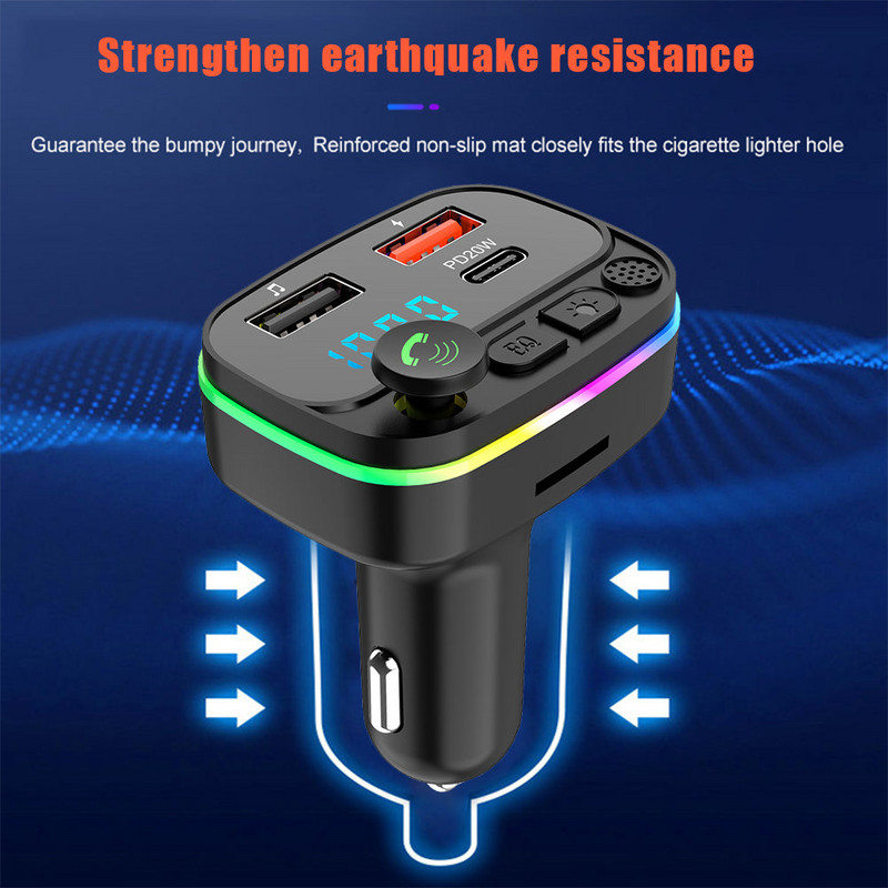 Automobilski brzi punjač MP3 svirač glazbe Navigacija Handsfree Audio prijemnik TF/U disk Bežični Bluetooth kompatibilan 5.0 FM odašiljač