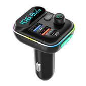 FM adó autós készlet audio Mp3 lejátszó Bluetooth 5.0 Type-C PD + QC3.0 USB gyorstöltő töltő FM modulátor Színes fények