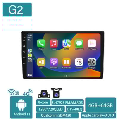 Radio auto 2 din 9 10″ Android Qualcomm Multimedia Player Auto CarPlay pentru Toyota Volkswagen Hyundai Kia Nissan Honda Lada Ford