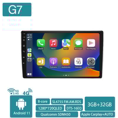 Radio auto 2 din 9 10″ Android Qualcomm Multimedia Player Auto CarPlay pentru Toyota Volkswagen Hyundai Kia Nissan Honda Lada Ford