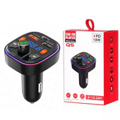 KEBUIDU Transmițător FM Microfon extern Dual USB PD Tip C Încărcare rapidă pentru mașină, Bluetooth 5.0, Mâini libere, Modulator FM pentru mașină