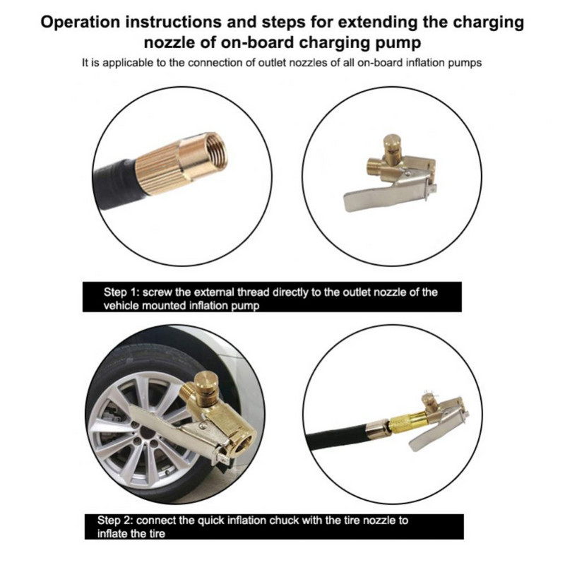 Prijenosna pumpa za napuhavanje, dodaci za automobil Poklopci kotača Alati za popravak guma Brza stezna glava za gume u američkom stilu Automobil