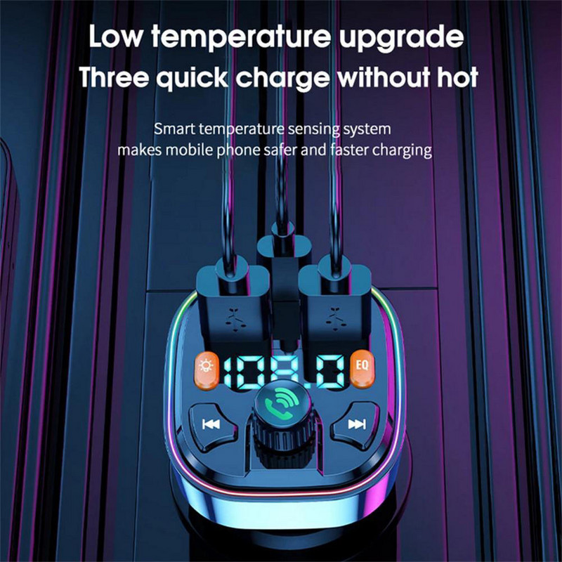 Transmițător FM 5.0 compatibil Bluetooth pentru mașină Receptor audio fără mâini Mâini libere Player MP3 automat Încărcător rapid USB dublu Afișaj LED