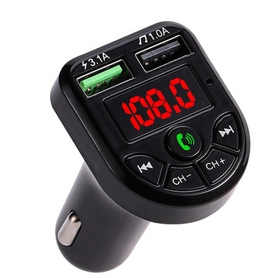 Bte5 mobilais Bluetooth brīvroku uztvērējs mobilais tālrunis ātra uzlāde 3.1a cigarešu šķiltavas mobilais FM raidītājs dubultā USB uzlāde