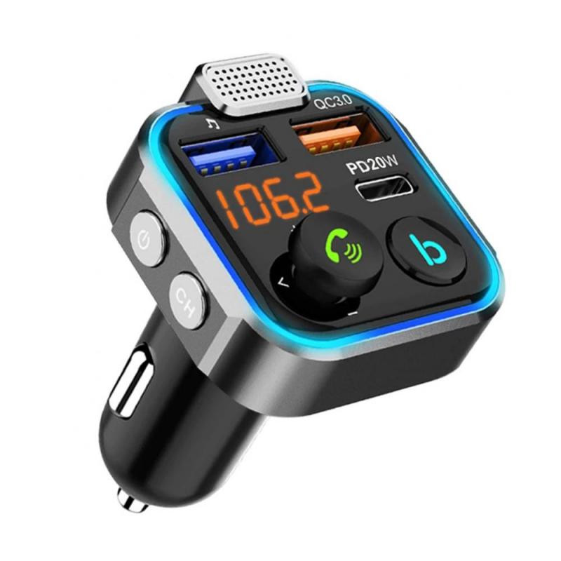 Mâini libere pentru mașină Transmițător FM Bluetooth 5.0 Receptor audio fără mâini Mâini libere pentru mașină Player MP3 pentru încărcător rapid Accesorii pentru mașină