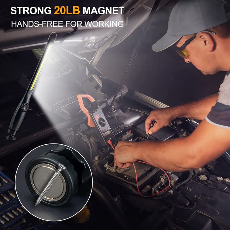 Naujas COB LED žibintuvėlis magnetinis darbinis žibintas USB įkraunamas žibintuvėlis kabliu nešiojamas žibintas tikrinimo lemputė kempingo automobilio remonto lempa