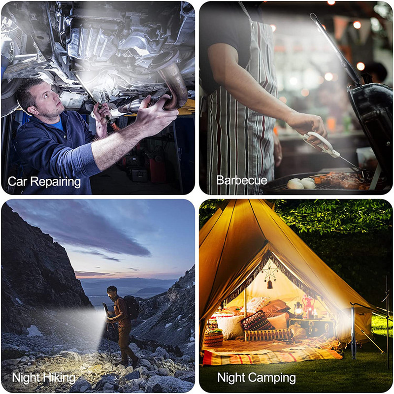 Naujas COB LED žibintuvėlis magnetinis darbinis žibintas USB įkraunamas žibintuvėlis kabliu nešiojamas žibintas tikrinimo lemputė kempingo automobilio remonto lempa