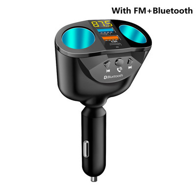 Transmițător FM Bluetooth 5.0 Priză 12V Brichetă Splitter Adaptor de alimentare USB dublu 4,8A Încărcător auto cu afișaj de tensiune