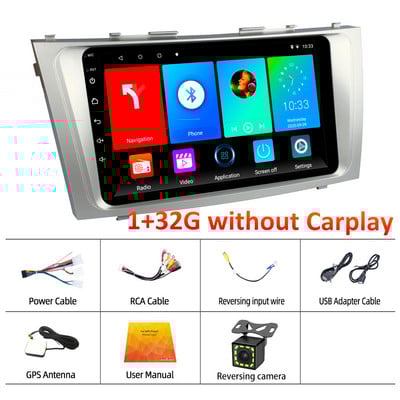 X-REAKO 9''Inch Carplay Android 11 Car Multimedia Player Mirror Link Bluetooth GPS Navigation WIFI pentru Toyota Camry 2006-2011