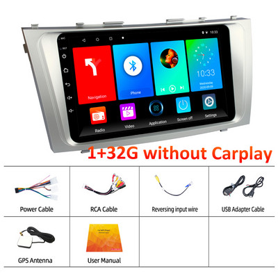 X-REAKO 9''Inch Carplay Android 11 Car Multimedia Player Mirror Link Bluetooth GPS Navigation WIFI pentru Toyota Camry 2006-2011