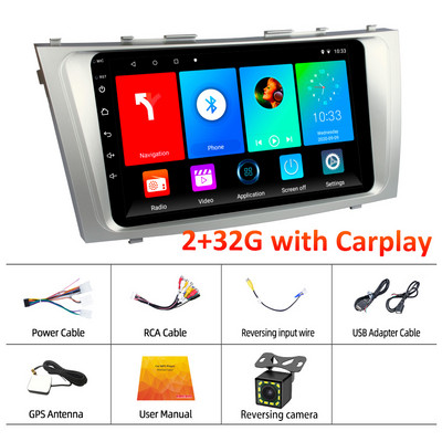 X-REAKO 9''Inch Carplay Android 11 Car Multimedia Player Mirror Link Bluetooth GPS Navigation WIFI pentru Toyota Camry 2006-2011