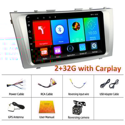 X-REAKO 9''Inch Carplay Android 11 Car Multimedia Player Mirror Link Bluetooth GPS Navigation WIFI pentru Toyota Camry 2006-2011