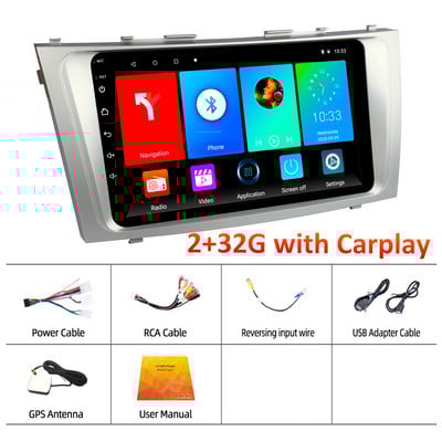 X-REAKO 9''Inch Carplay Android 11 Car Multimedia Player Mirror Link Bluetooth GPS Navigation WIFI pentru Toyota Camry 2006-2011