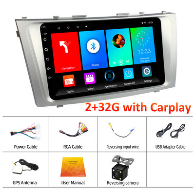X-REAKO 9''Inch Carplay Android 11 Car Multimedia Player Mirror Link Bluetooth GPS Navigation WIFI pentru Toyota Camry 2006-2011