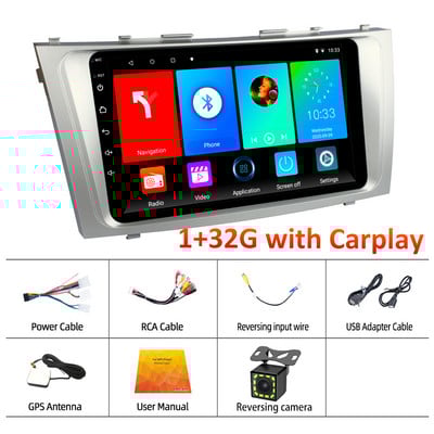X-REAKO 9''Inch Carplay Android 11 Car Multimedia Player Mirror Link Bluetooth GPS Navigation WIFI pentru Toyota Camry 2006-2011