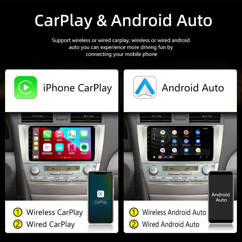 X-REAKO 9''Inch Carplay Android 11 Car Multimedia Player Mirror Link Bluetooth GPS Navigation WIFI pentru Toyota Camry 2006-2011