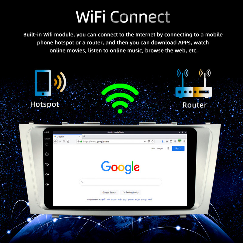 X-REAKO 9''Inch Carplay Android 11 Car Multimedia Player Mirror Link Bluetooth GPS Navigation WIFI pentru Toyota Camry 2006-2011