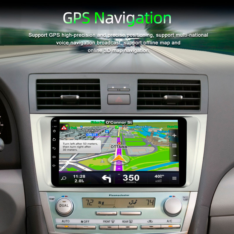 X-REAKO 9''Inch Carplay Android 11 Car Multimedia Player Mirror Link Bluetooth GPS Navigation WIFI pentru Toyota Camry 2006-2011