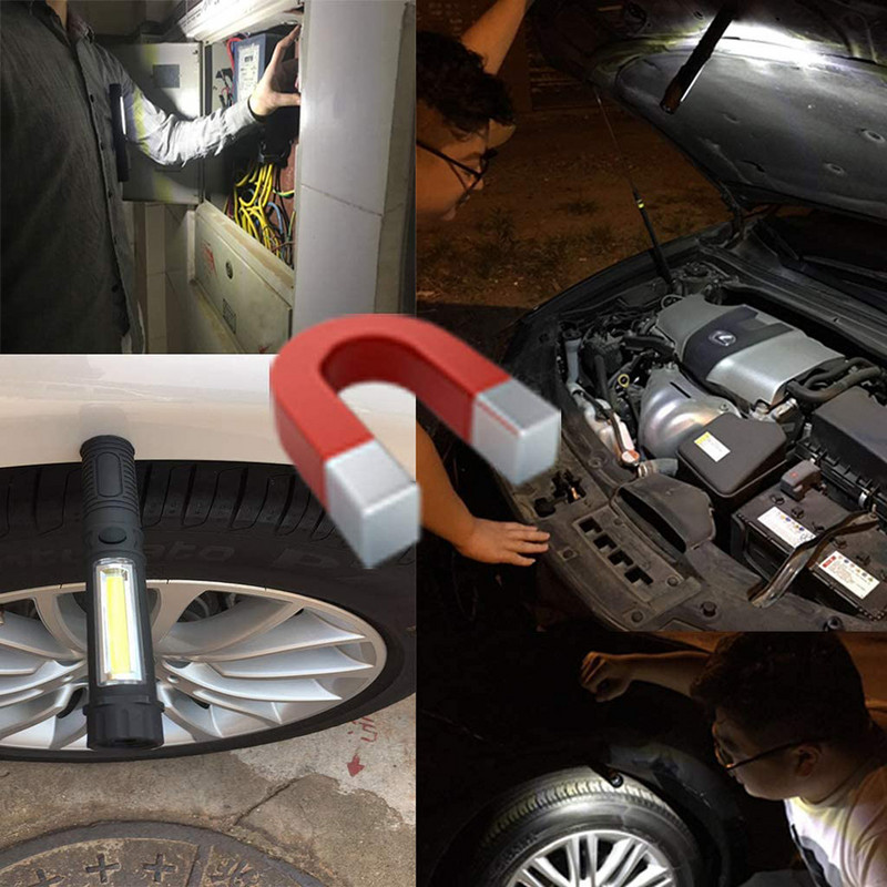 Naujas 6000LM COB LED darbinis žibintuvėlis, magnetinis pagrindas ir spaustukas, daugiafunkcinis kišeninis rašiklio apšvietimas, darbo lemputės automobilio remonto įrankis