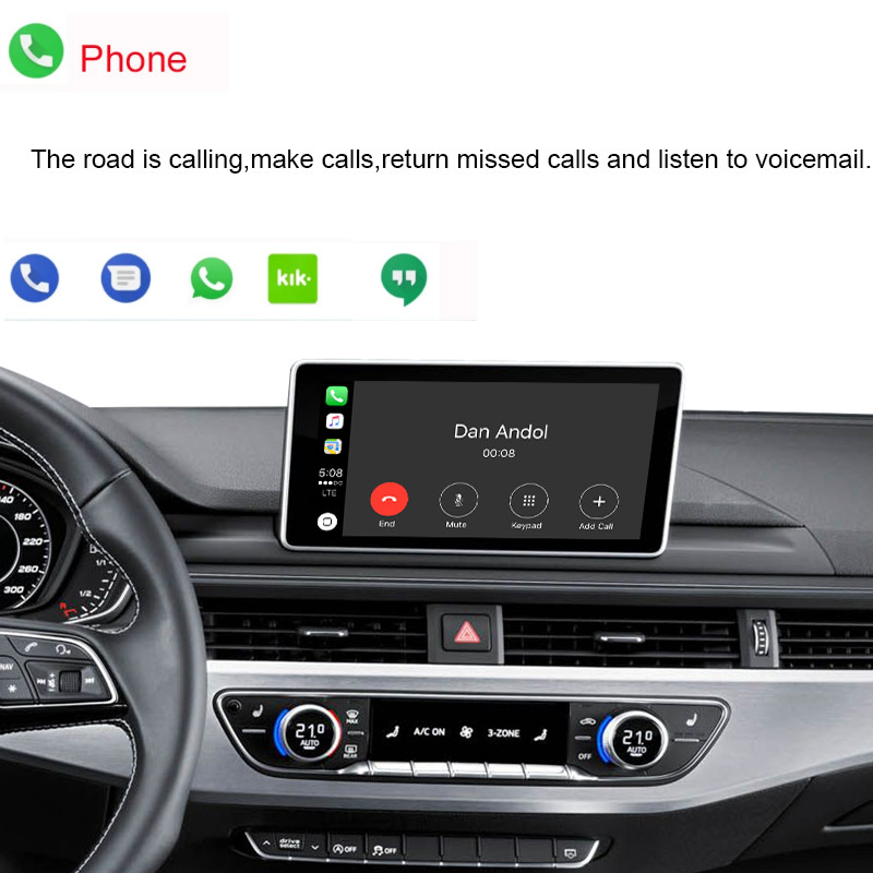 Vezeték nélküli Apple CarPlay Android Auto interfész Audi A3 A4 A5 A6 A7 A8 Q3 Q5 Q7-hez, Mirror Link AirPlay Car Play funkciókkal