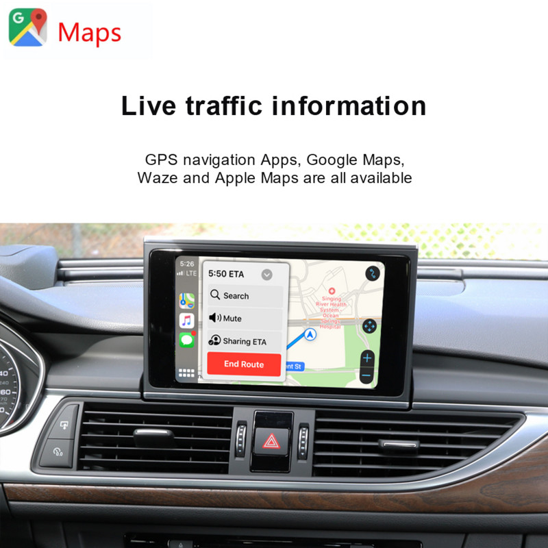 Vezeték nélküli Apple CarPlay Android Auto interfész Audi A3 A4 A5 A6 A7 A8 Q3 Q5 Q7-hez, Mirror Link AirPlay Car Play funkciókkal