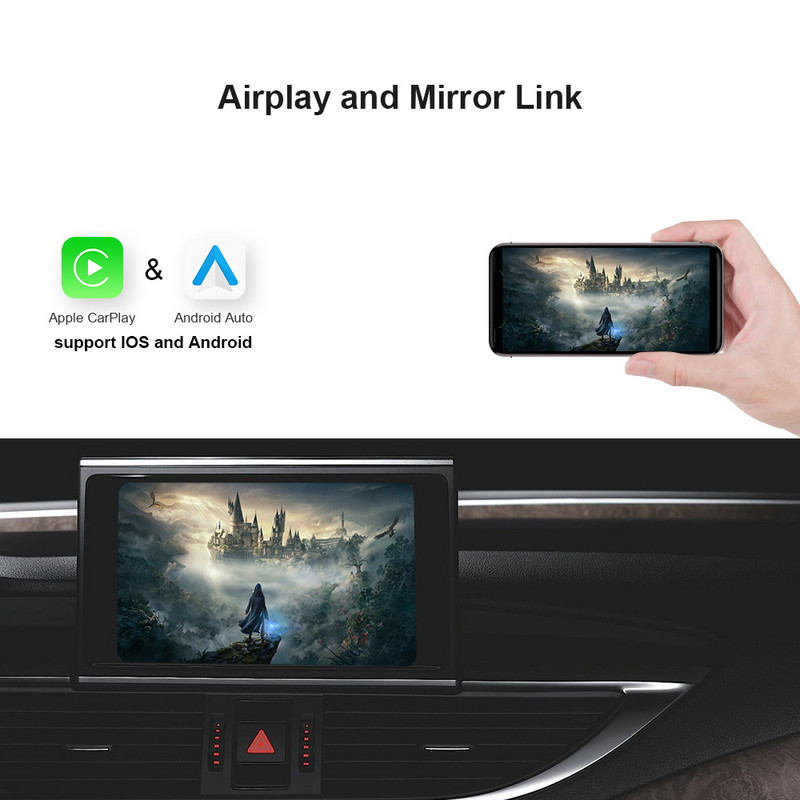 Vezeték nélküli Apple CarPlay Android Auto interfész Audi A3 A4 A5 A6 A7 A8 Q3 Q5 Q7-hez, Mirror Link AirPlay Car Play funkciókkal