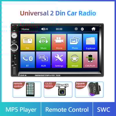 Radio auto Podofo 2 Din Autoradio Universal 7" Mirrorlink Radio Player Multimedia 4G GPS MP5 pentru VW Nissan Hyundai SW FMTF