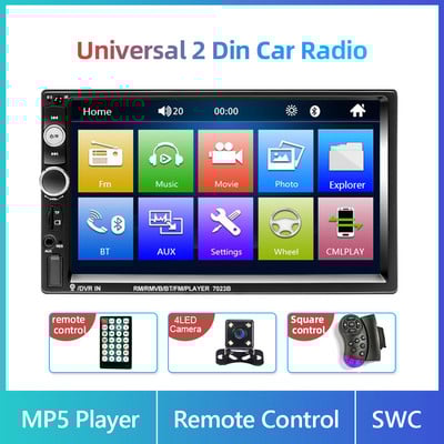 Radio auto Podofo 2 Din Autoradio Universal 7" Mirrorlink Radio Player Multimedia 4G GPS MP5 pentru VW Nissan Hyundai SW FMTF