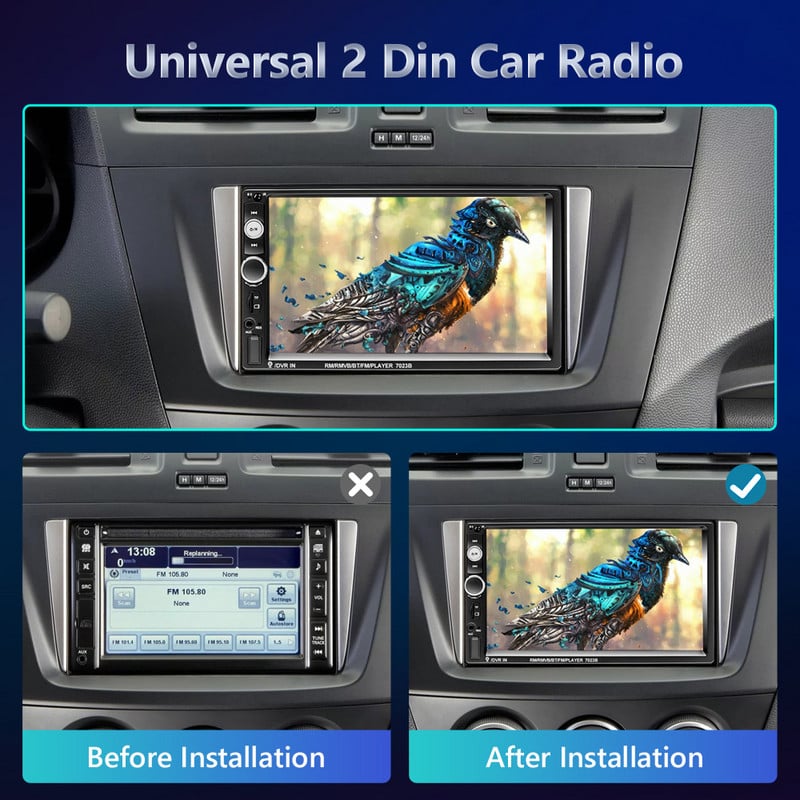 Radio auto Podofo 2 Din Autoradio Universal 7" Mirrorlink Radio Player Multimedia 4G GPS MP5 pentru VW Nissan Hyundai SW FMTF