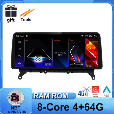 ID 8 Android 12, skirtas BMW X3 F25 / X4 F26 CIC NBT sistema 10,25" 1280*480P automobilio monitorius IPS ekranas Carplay + Auto