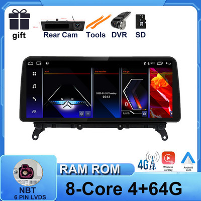 ID 8 Android 12, skirtas BMW X3 F25 / X4 F26 CIC NBT sistema 10,25" 1280*480P automobilio monitorius IPS ekranas Carplay + Auto