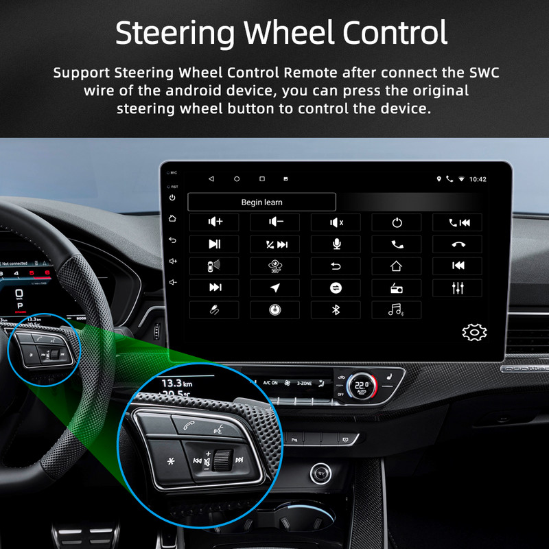 X-REAKO 1 Din 10.1`` Andriod 11 Car Multimedia Player GPS Navigation Bluetooth Car Audio Wifi USB FM Mirror Link HD Car Radio