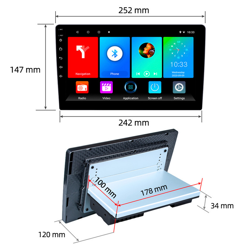 X-REAKO 1 Din 10.1`` Andriod 11 Car Multimedia Player GPS Navigation Bluetooth Car Audio Wifi USB FM Mirror Link HD Car Radio