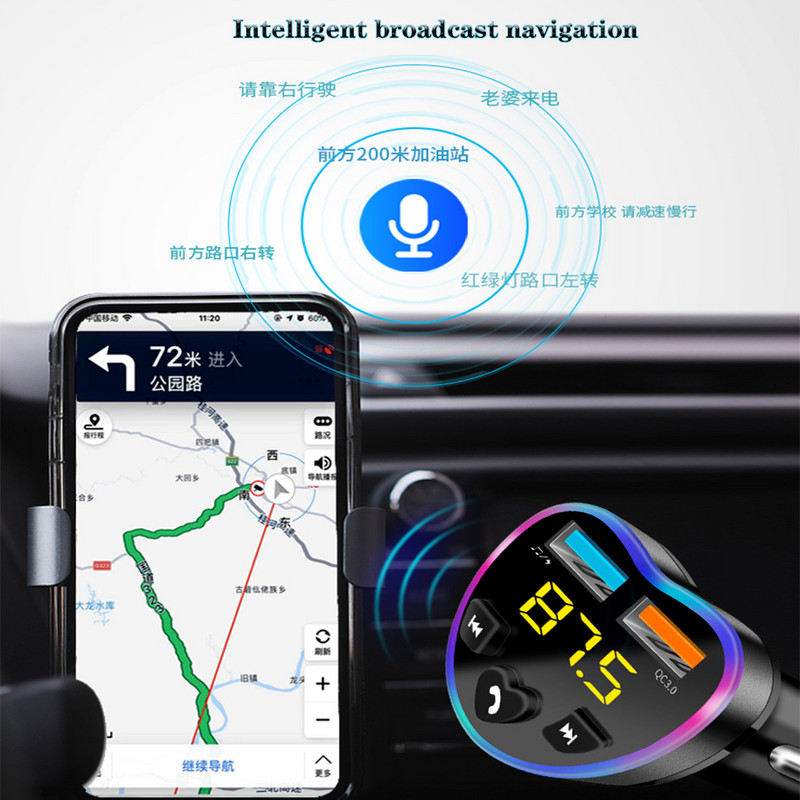 Automobilski Bluetooth 5.0 FM odašiljač Bežični handsfree audio prijemnik Automatski MP3 player QC 3.0 Dual USB brzi punjač Dodaci za automobil