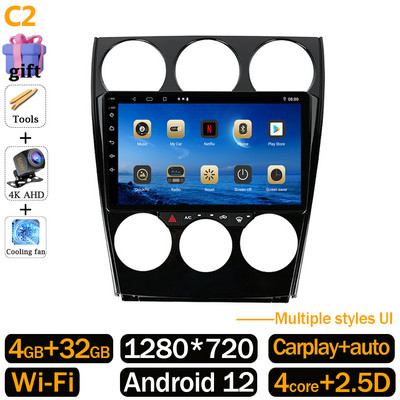 360 Kamera Android 12 Auto Radio Za Mazdu 6 2004 - 2015 Autoradio Multimedijski Video Player GPS BT WIFI+4G Monitor Carplay Stereo
