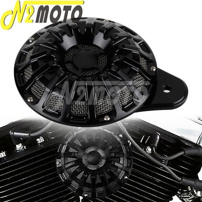 Motorkerékpár első kerek kürtös hangszóró grillmaszkok 15 csíkos fedőkürt Harley Big Twinhez 1991-2017 Dyna Sportster XL 2007-2018