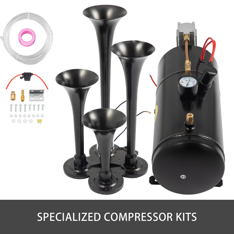 VEVOR 3/4 trompetid 12V 150DB Loud Air Horn Rongi sarvede komplekt Max 150 PSI töörõhk veoautodele maastur paat traktor RV ORV