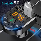 Transmițător FM Bluetooth 5.0 Kit adaptor auto MP3 Modulator Player Wireless Handsfree Audio Receiver Dual USB Fast Charger 3.1A